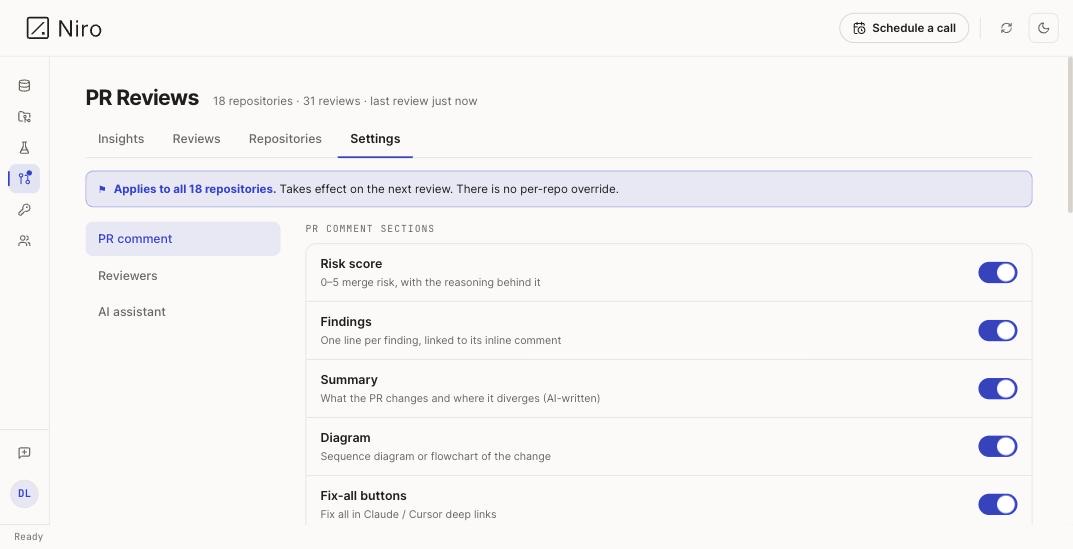 Settings: shape what lands on the PR